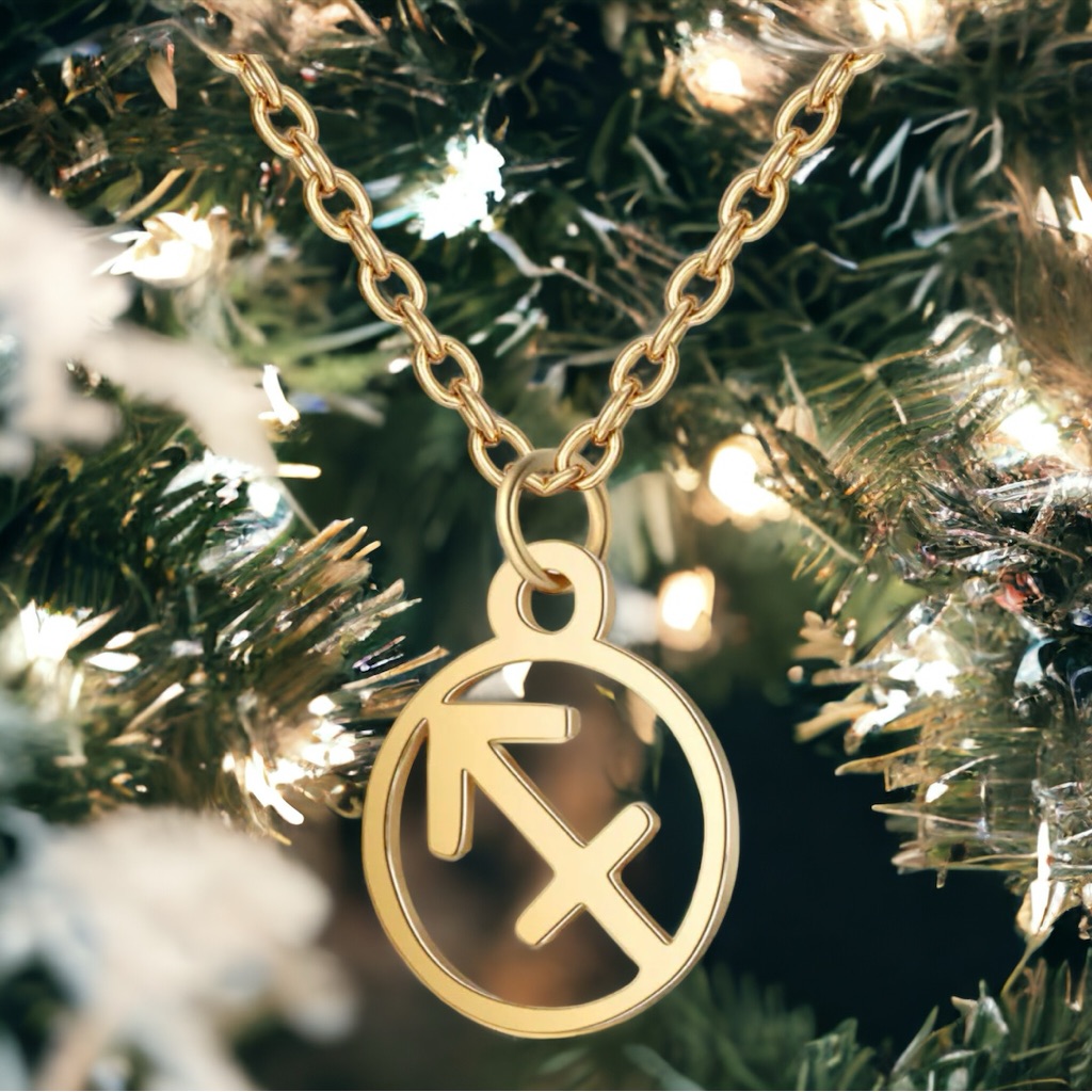 Unisex Men Women Gold Plated Sagittarius Necklace